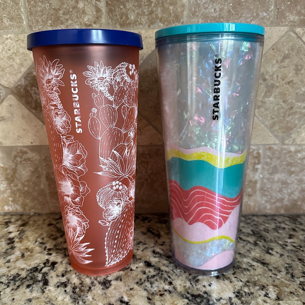Starbucks Cactus and Wave Tumblers
